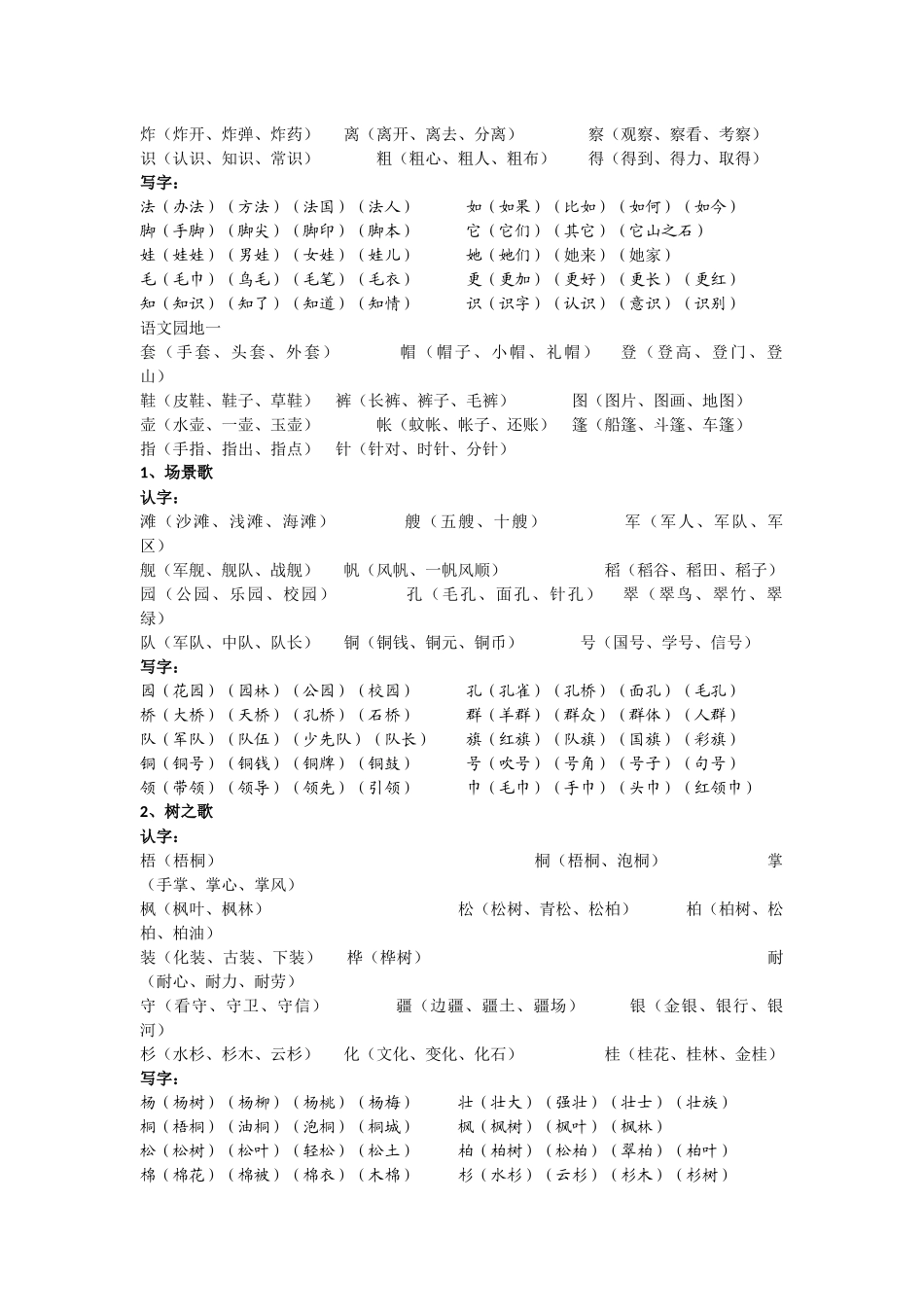 2018年秋人教部编版语文二年级上册生字汇总_第2页