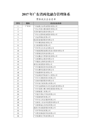 2017年广东省两化融合管理体系