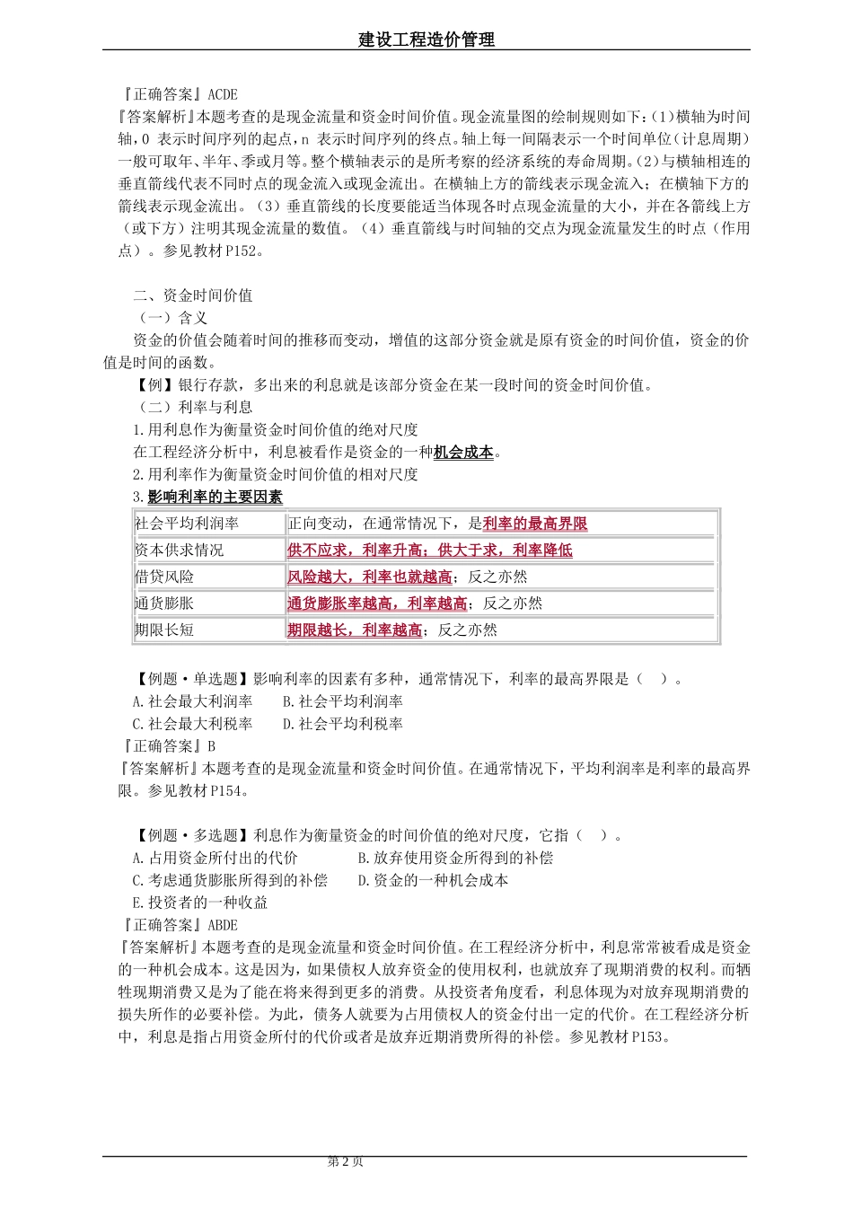 2017 造价工程师管理 基础学习班 第四章 工程经济_第2页