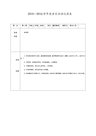 2015—2016学年度音乐活动记录表