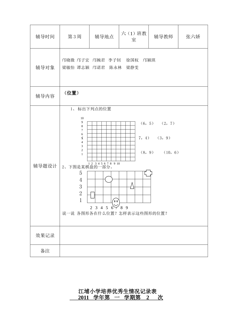 江埔小学培养优秀生情况记录表_第2页