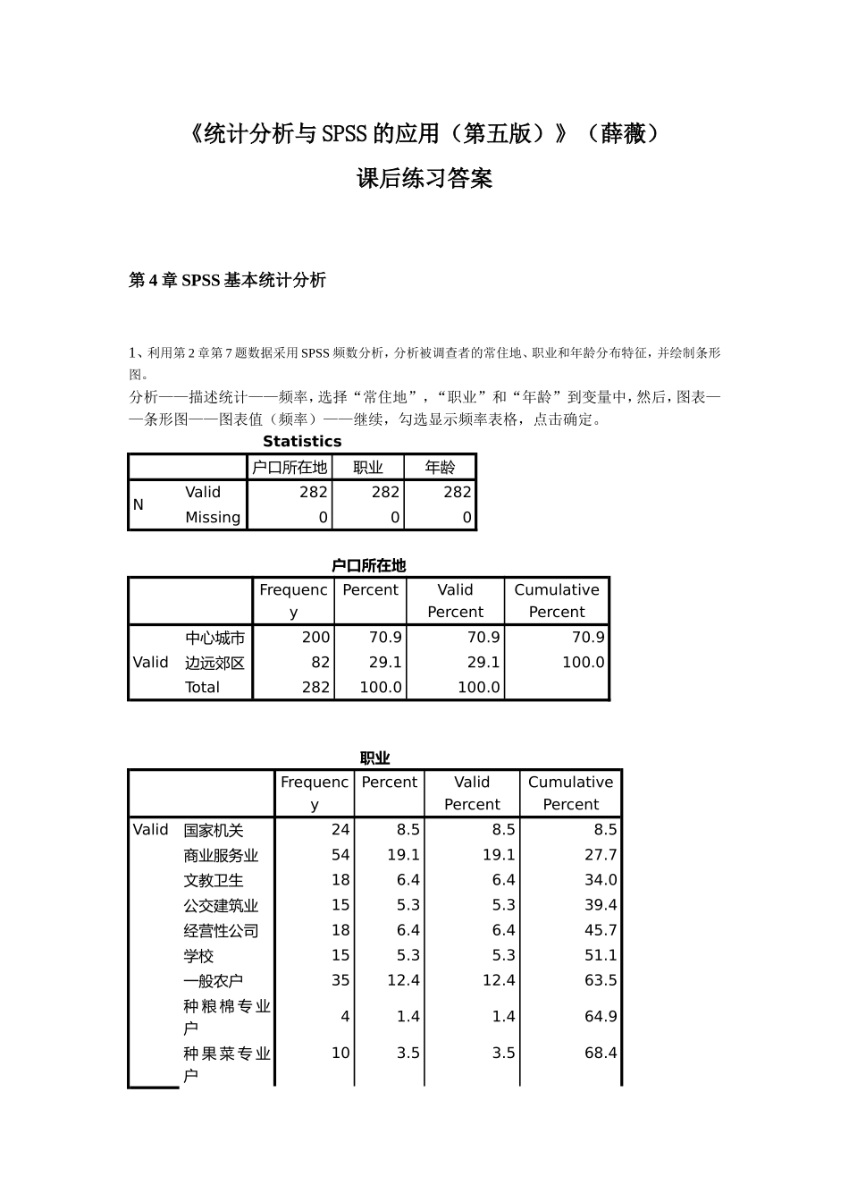 《统计分析与SPSS的应用(第五版)》课后练习答案(第4章)_第1页