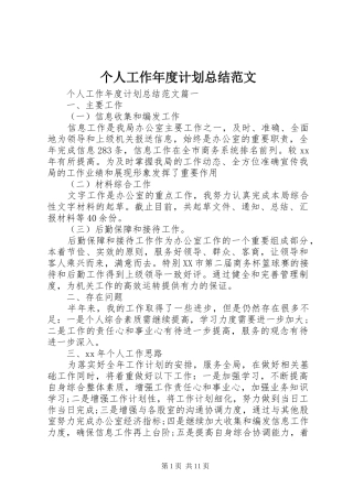 个人工作年度计划总结范文