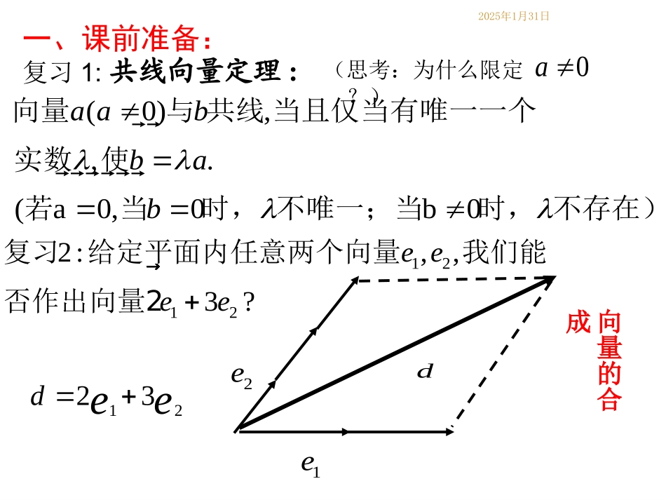《2.3.1 平面向量基本定理》公开课课件(共32张PPT)_第2页