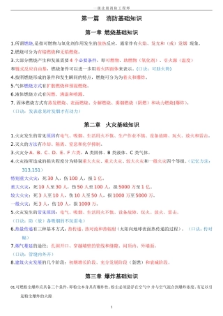 2016一级消防工程师技术实务考点重点