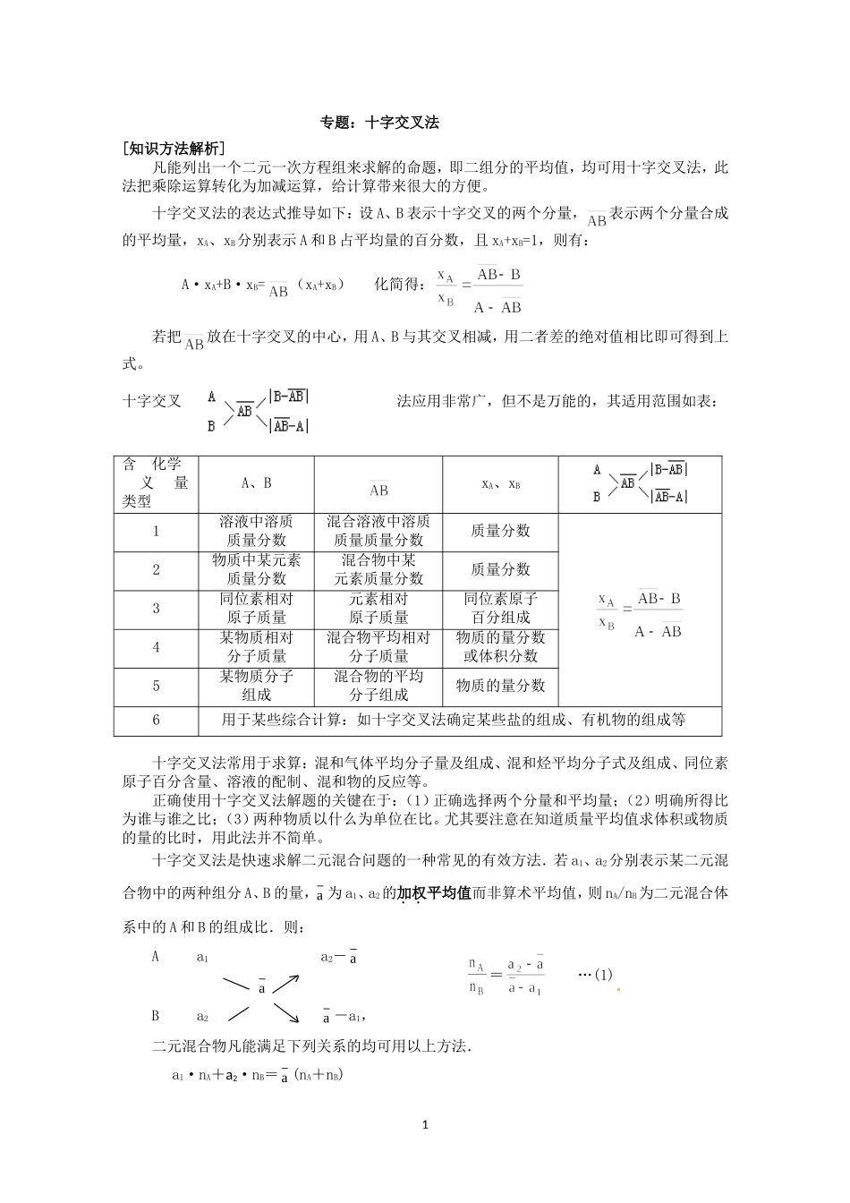 专题：十字交叉法_第1页