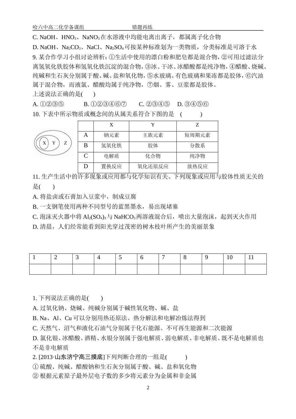 物质的组成和分类错题再练_第2页