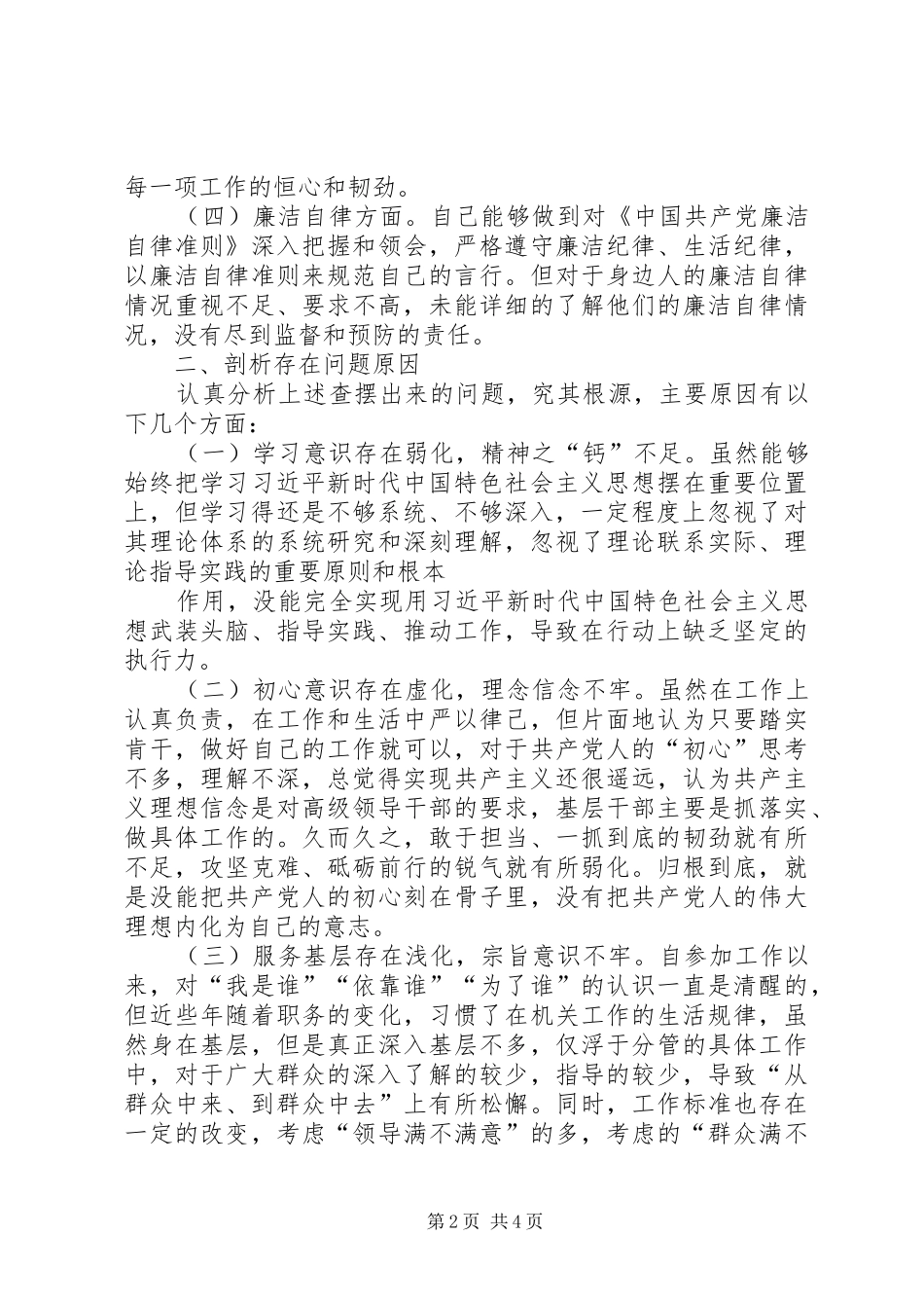 巡察整改落实专题生活会发言材料_第2页