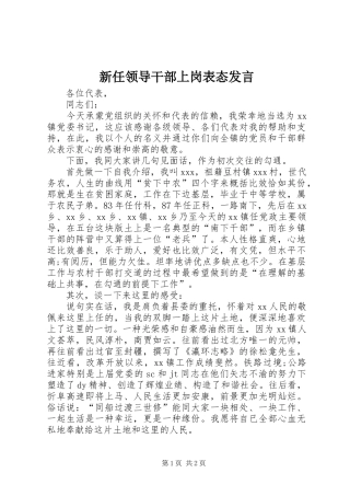 新任领导干部上岗表态发言