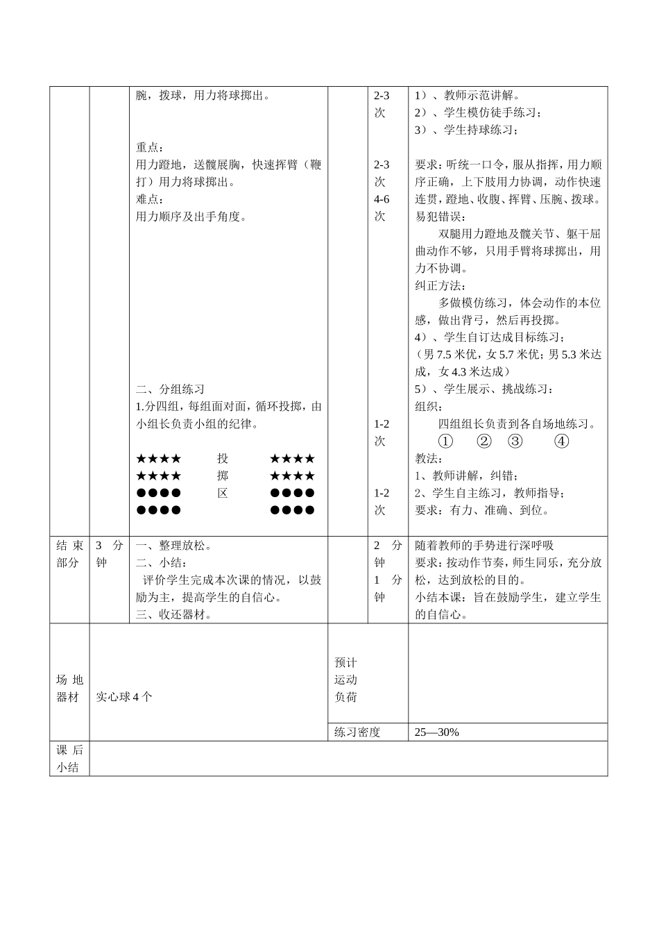 原地双手头上前掷实心球教学设计_第2页