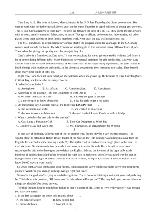 人生百味类阅读理解1学生版