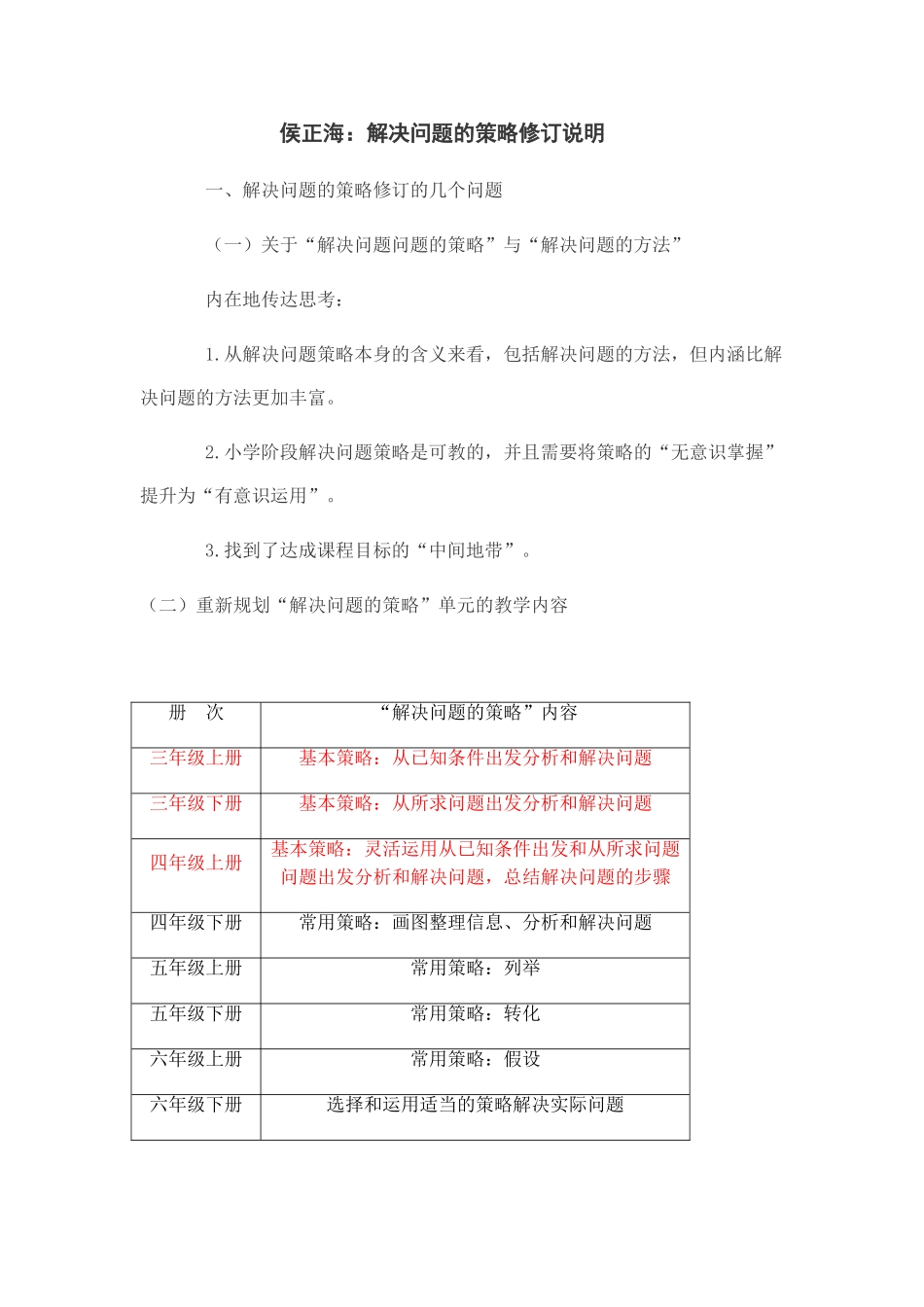 侯正海《解决问题的策略》提纲_第1页