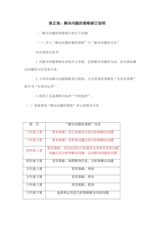 侯正海《解决问题的策略》提纲