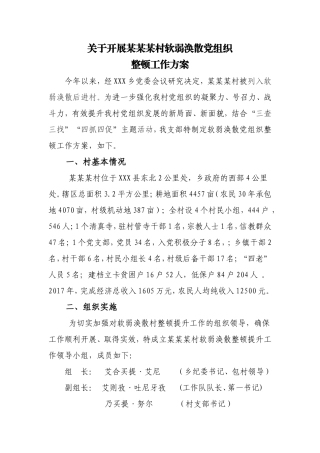 2018年农村基层组织软弱涣散工作方案