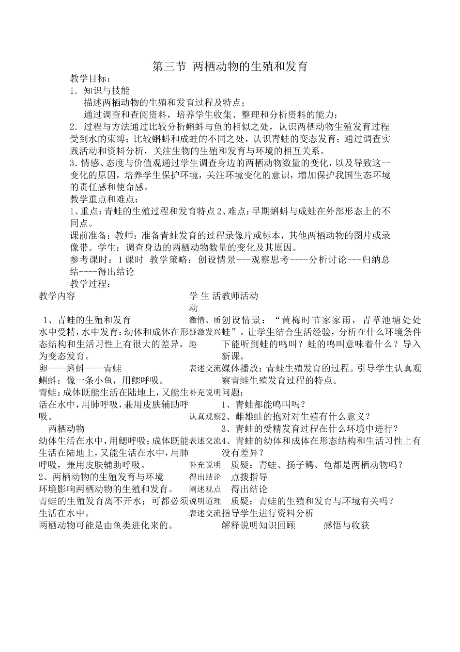 两栖动物的生殖和发育_第1页