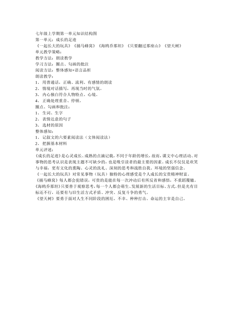 七年级上学期第一单元知识结构图_第1页