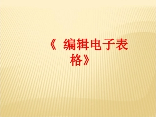 《编辑电子表格》课件