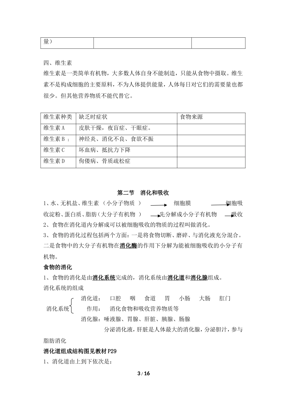 人教版生物七年级下册复习提纲_第3页