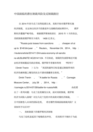 中国面临的潜在制裁风险及反制裁路径-精选文档