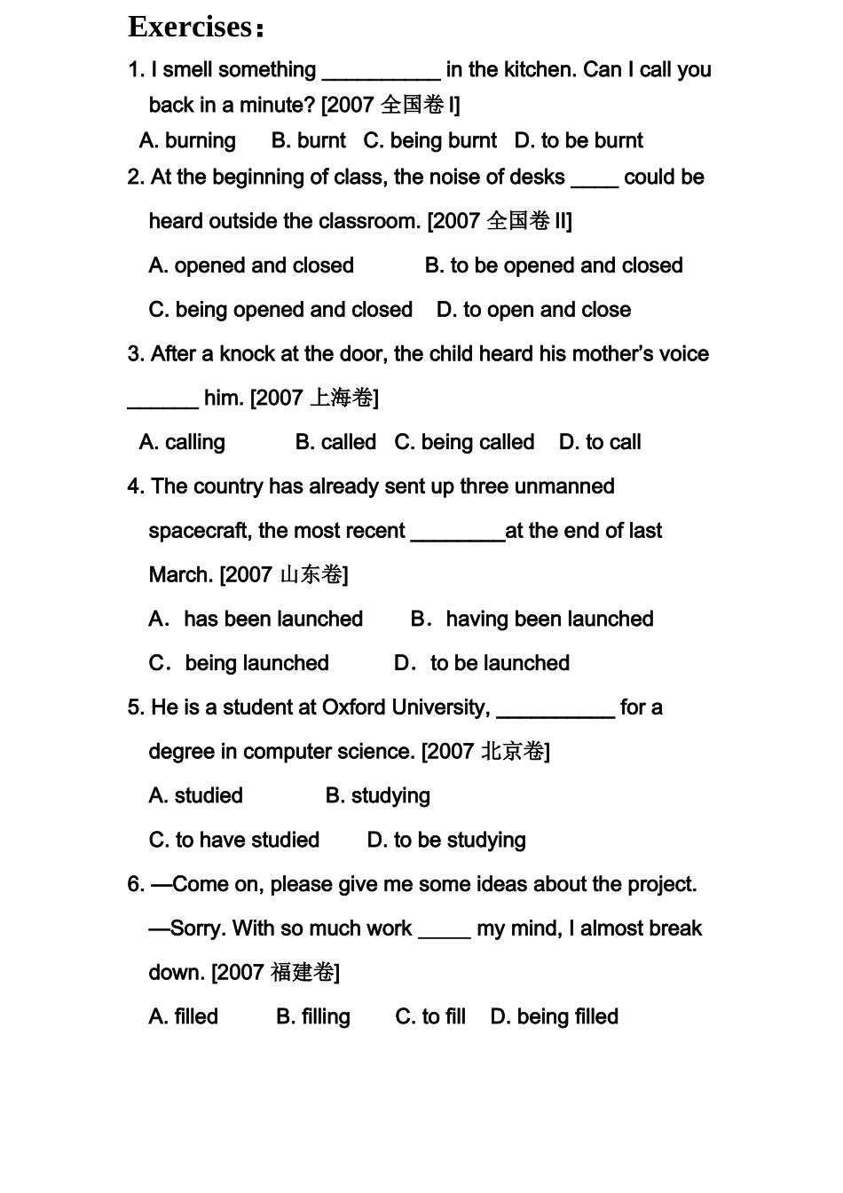 Verb-ing习题及答案_第1页