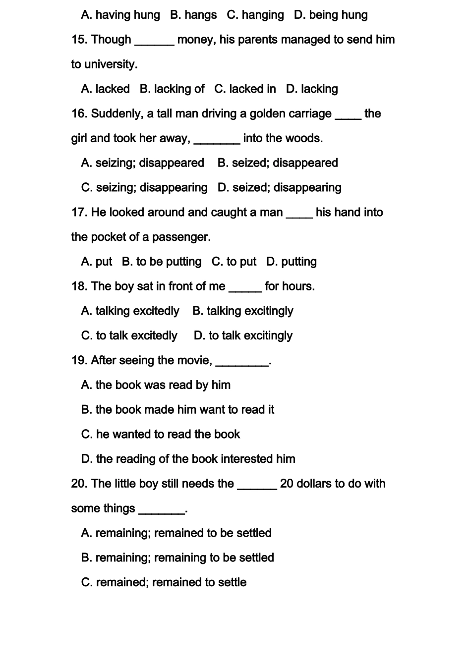 Verb-ing习题及答案_第3页