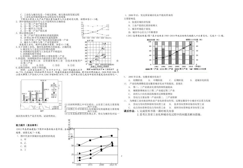 江苏省工业化和城市化的探索导学案_第2页