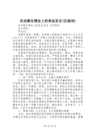 在巡察反馈会上的表态发言(区级局)