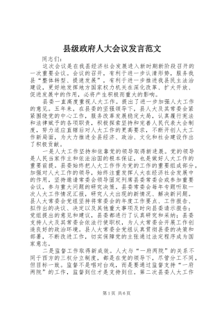 县级政府人大会议发言范文