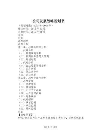 公司发展战略规划书