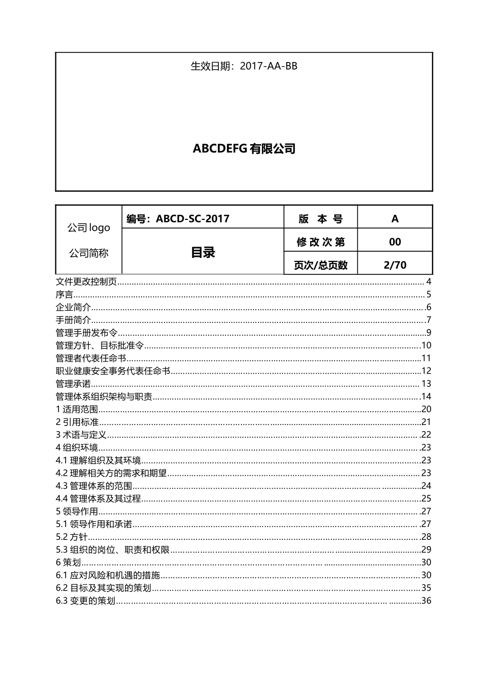 2015新版三体系管理手册_第2页
