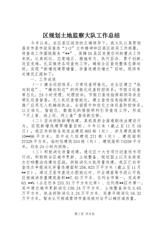 区规划土地监察大队工作总结