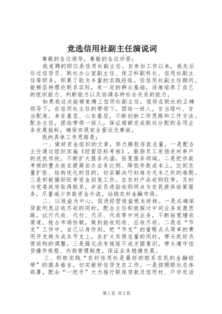 竞选信用社副主任演说词