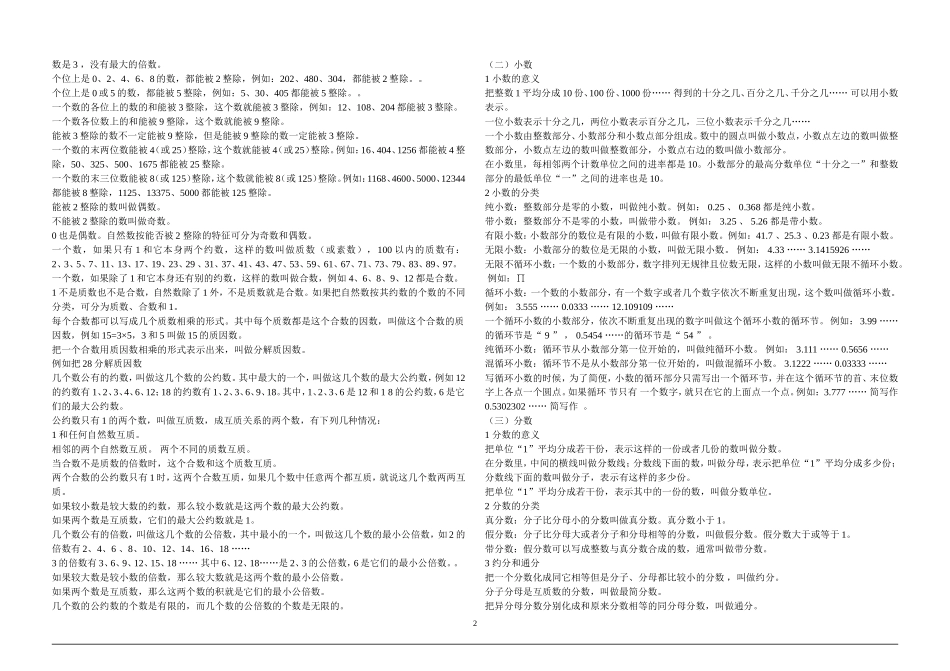 【强烈推荐】小学六年级数学总复习资料_第2页