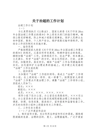 关于治超的工作计划