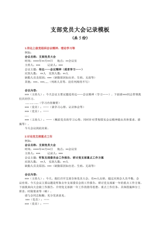 4.支部党员大会记录模板