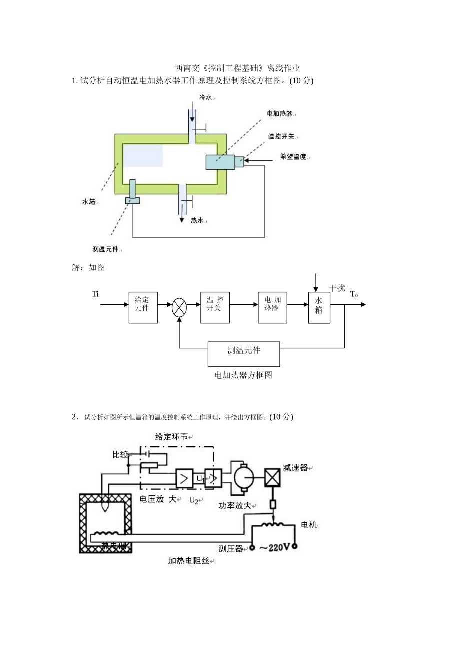 12年秋西南交《控制工程基础》离线作业_第1页