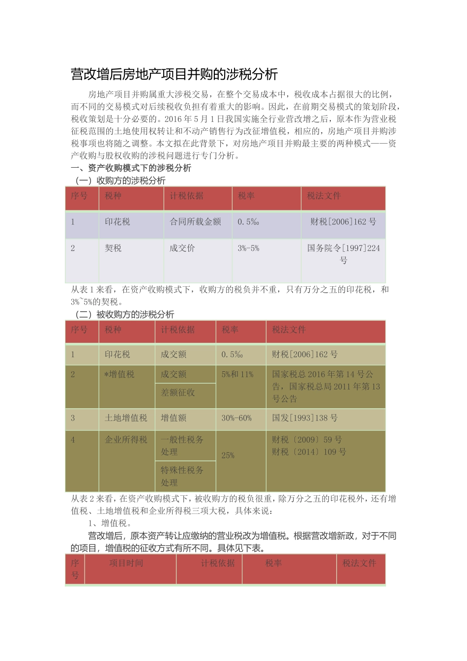 14、营改增后房地产项目并购的涉税分析_第1页