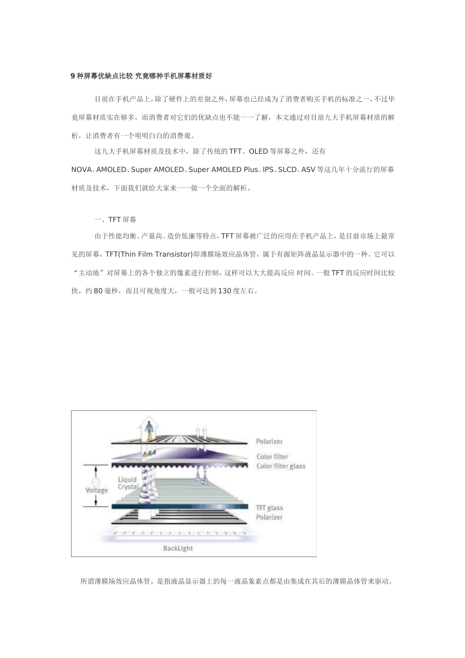 9种屏幕优缺点比较 究竟哪种手机屏幕材质好_第1页