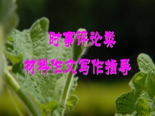 “时事评论”类材料作文写作指导