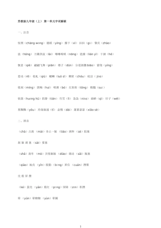 九年级上字词复习