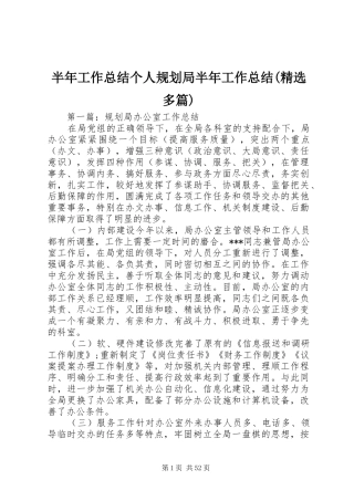 半年工作总结个人规划局半年工作总结(精选多篇)