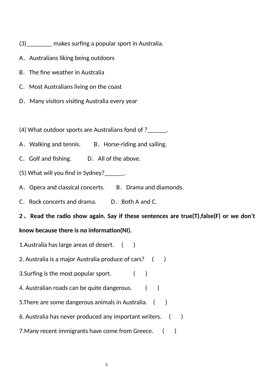 巢湖市第六中学高一英语翻转课堂自学质疑学案unit12lesson4TheNewAustralians_第3页