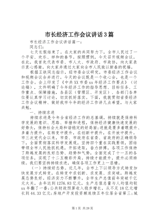 市长经济工作会议讲话3篇