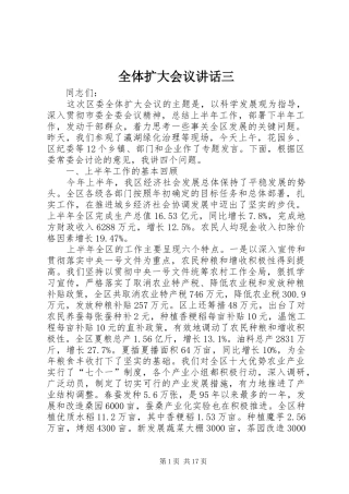 全体扩大会议讲话三