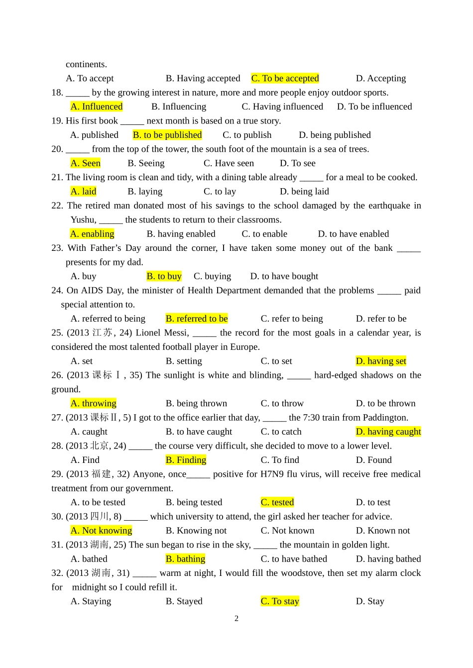 非谓语动词期末练习_第2页