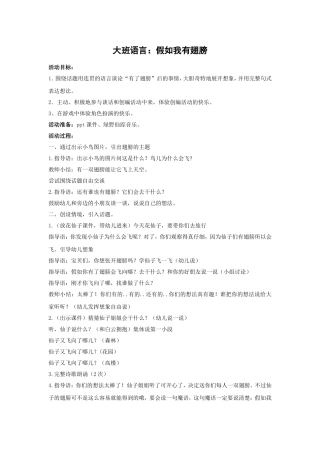 大班语言：假如我有翅膀