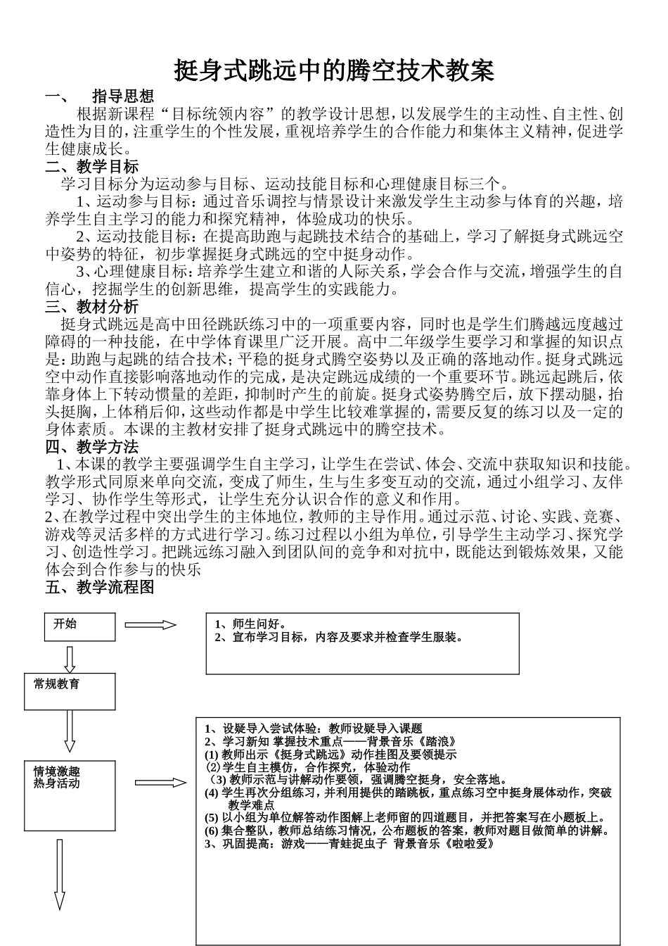 挺身式跳远中的腾空技术教案_第1页