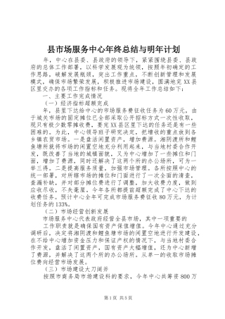 县市场服务中心年终总结与明年计划
