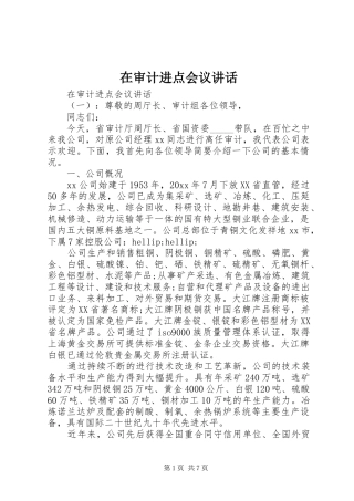 在审计进点会议讲话