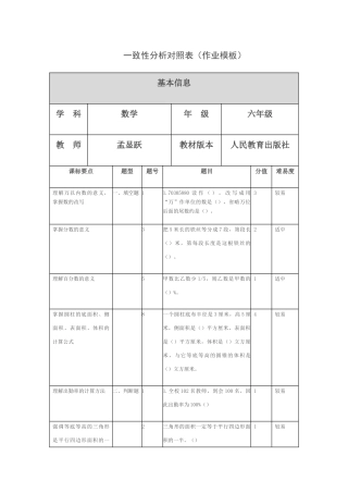 一致性分析对照表002